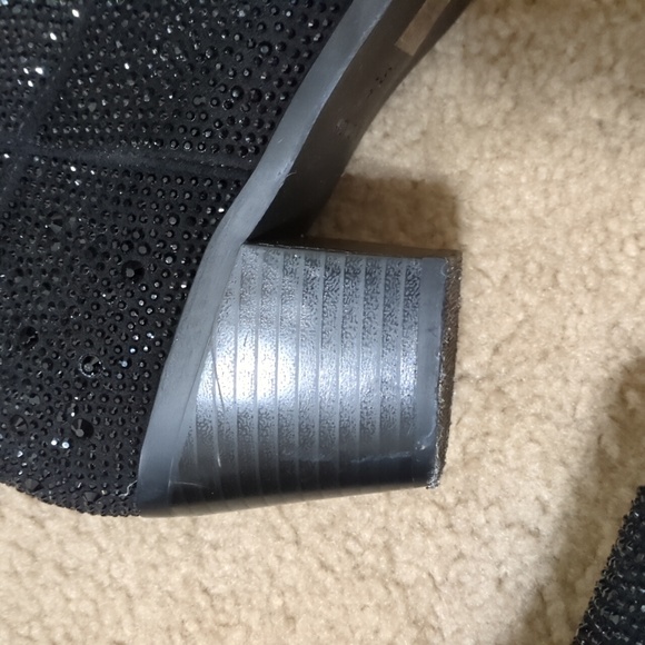 Black Rhinestone Mid Calf Boots Size 7 - Picture 4 of 11